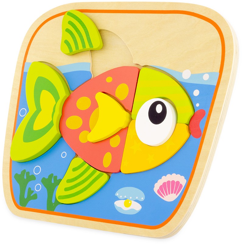 houten puzzel vis - 8pc - puzzle en bois poisson