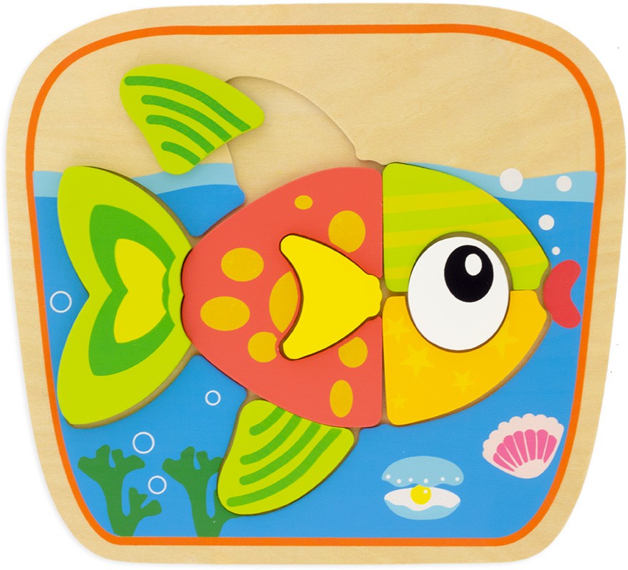 houten puzzel vis - 8pc - puzzle en bois poisson