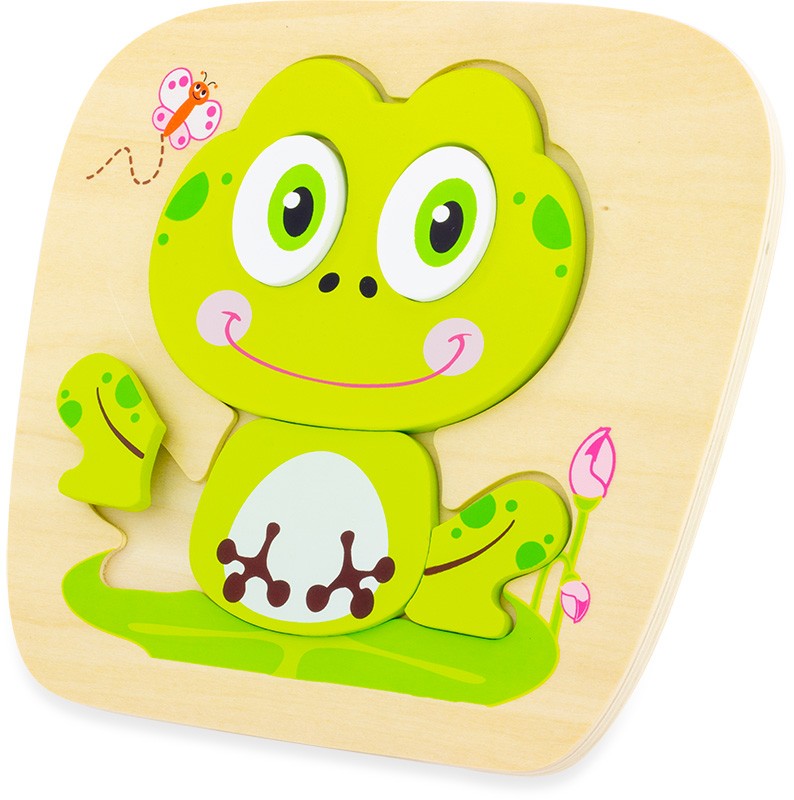 houten puzzel kikker - 6pc - puzzle en bois grenouille