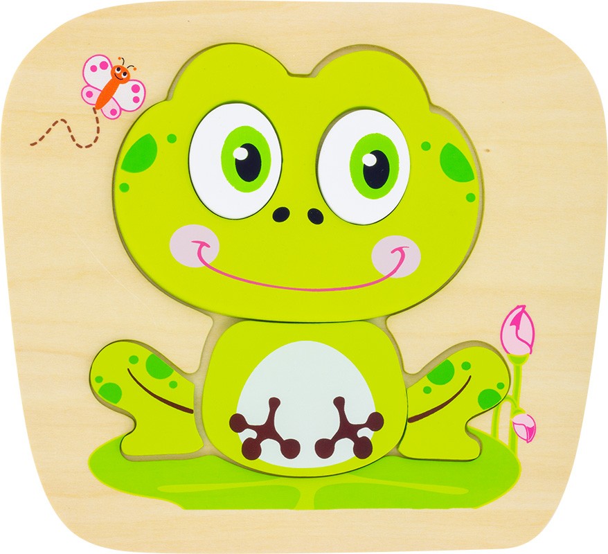 houten puzzel kikker - 6pc