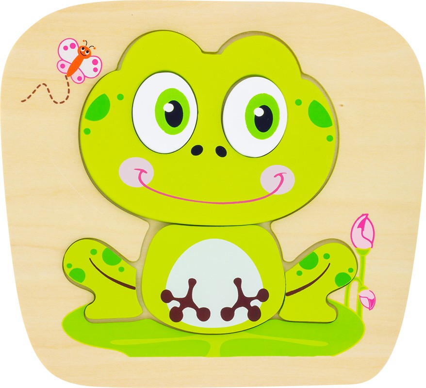 houten puzzel kikker - 6pc - puzzle en bois grenouille