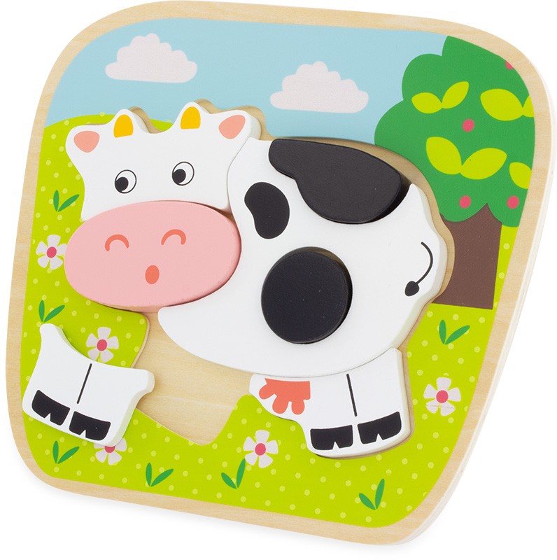 houten puzzel koe - 7pc - puzzle en bois vache