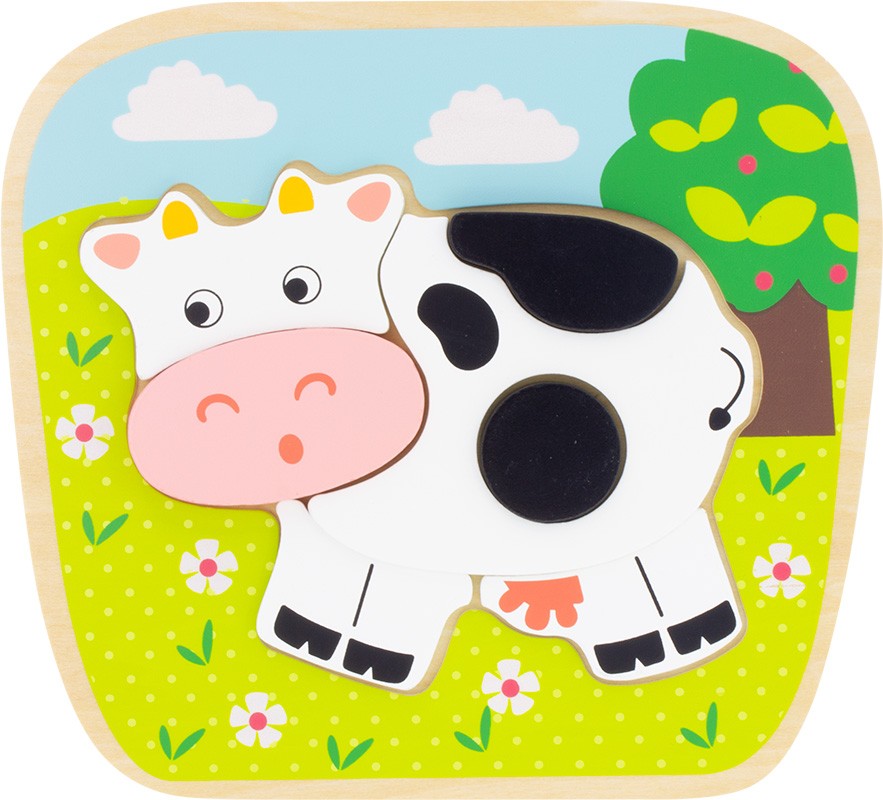 puzzle en bois vache - 7 pièces