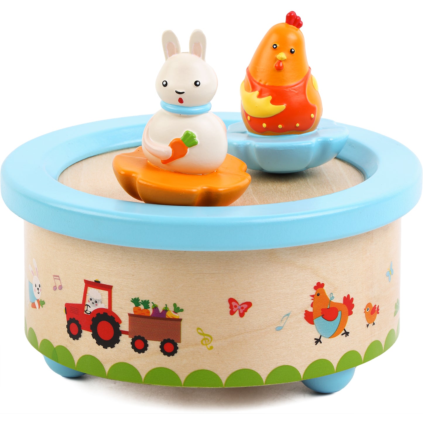 boite à musique poule et lapin