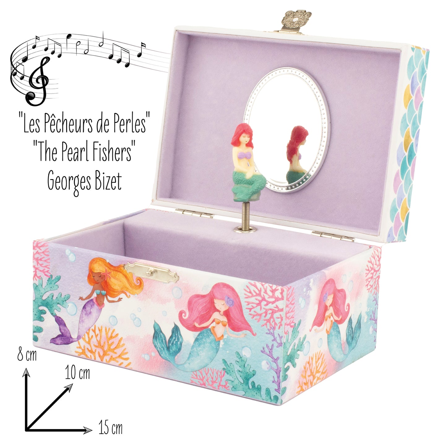 boîte à bijoux avec support musical sirène