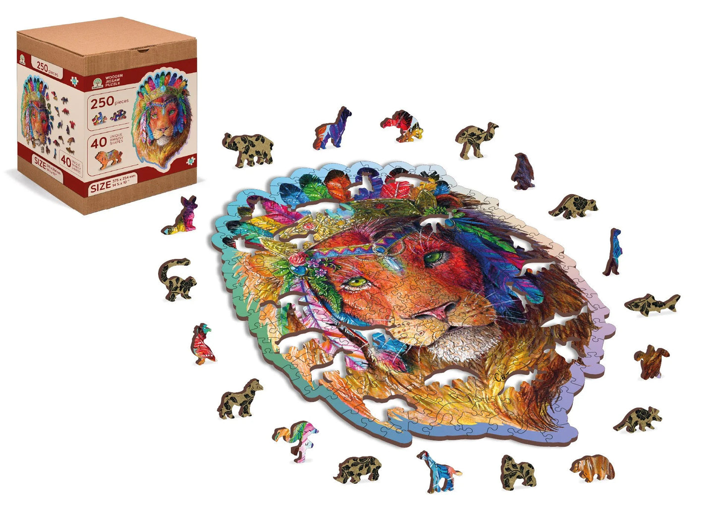 houten legpuzzel mystieke leeuw - 250pc - puzzle en bois lion mystique