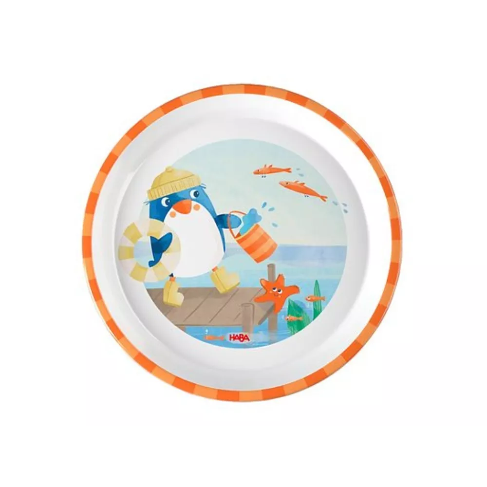 melamine eet servies voor peuter pinguin HABA