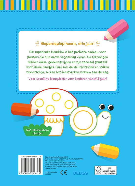 kleurboek - hoera, 3 jaar !