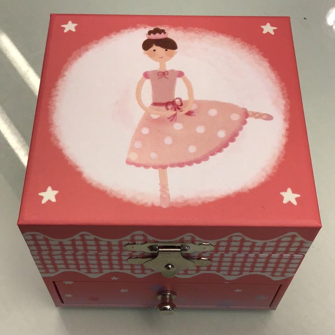 juwelendoosje met muziek klein - glow in the dark ballerina dark pink - boîte à bijoux avec musique petit