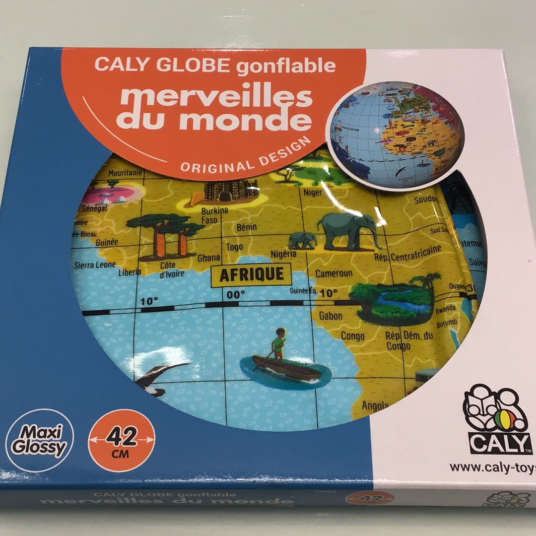 opblaasbare wereldbol "de wonderen van de wereld" franstalig - globe gonflable "les merveilles" 42cm FRA