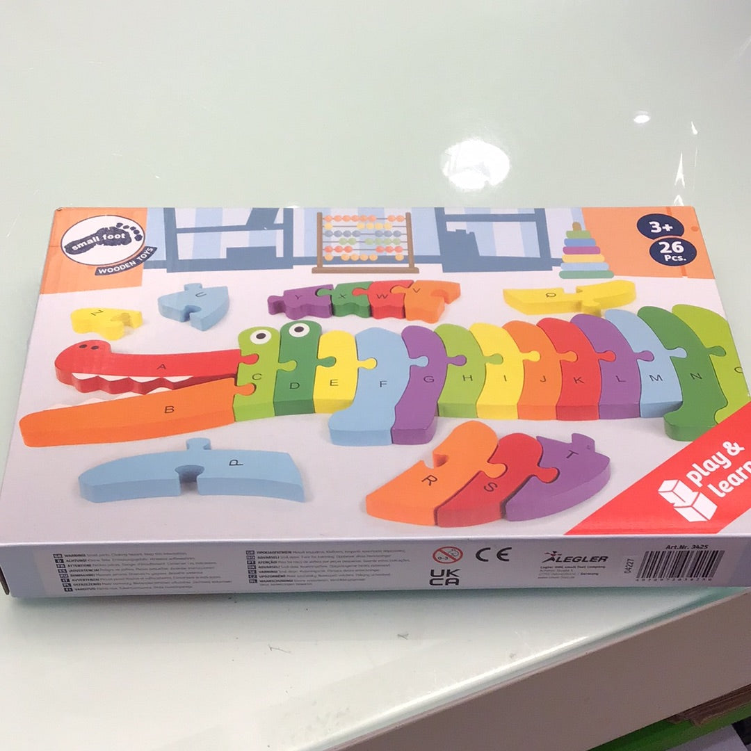 houten puzzel krokodil -ABC