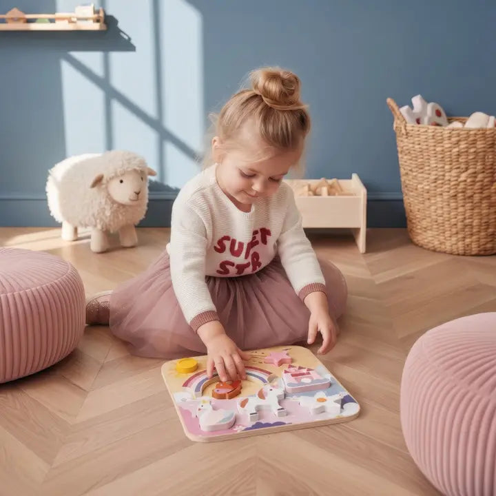 houten inleg puzzel éénhoorns - speedy monkey