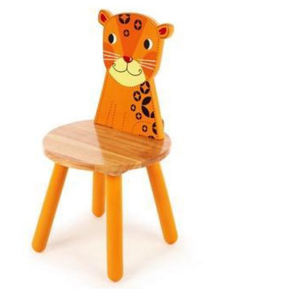 chaise en bois singe ou léopard