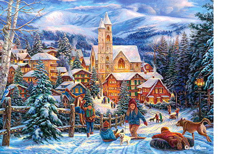 puzzel sledding in town 300pc