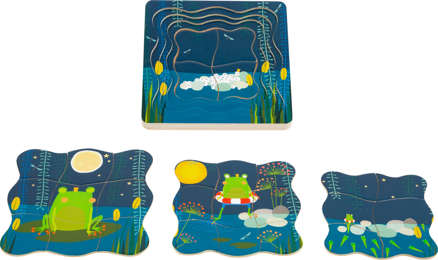 puzzel in meerdere lagen de kikker, puzzle la grenouille