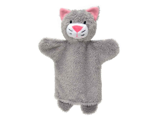 handpop grijze kat - marionette à main chat gris