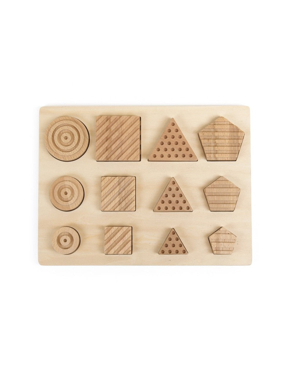 Houten zintuigen puzzel geometrische vormen - puzzle en bois sensorielle les formes géométriques