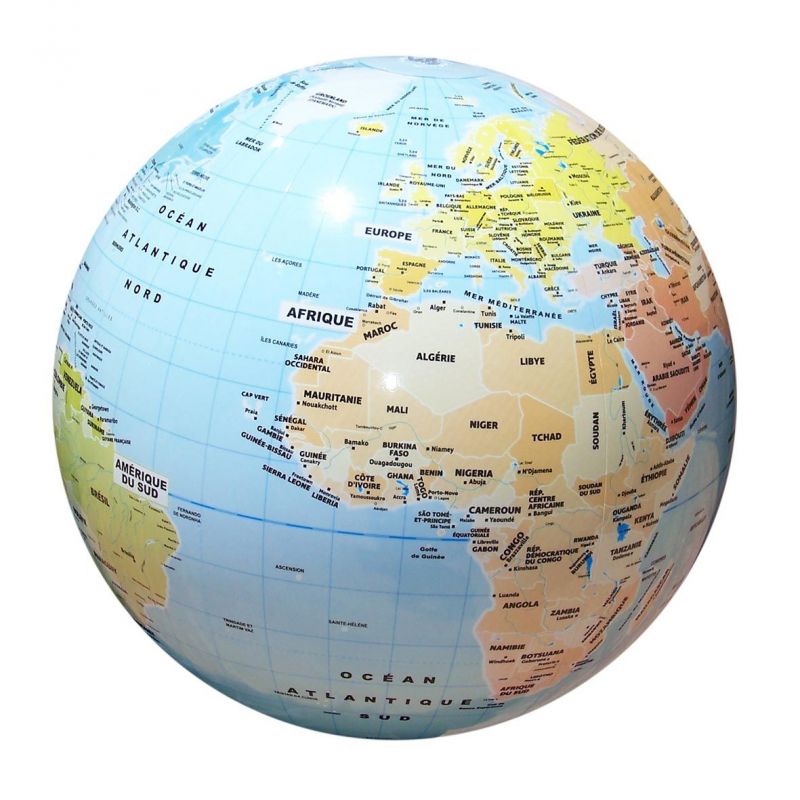 opblaasbare wereldbol countries and cities 42 cm - globe gonflable pays et villes du monde 42cm FRA