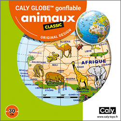 opblaasbare wereldbol "de dieren" franstalig - globe gonflable "les animaux" 30 cm FRA