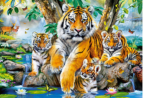 Puzzle tigres Au bord du ruisseau 1000pc