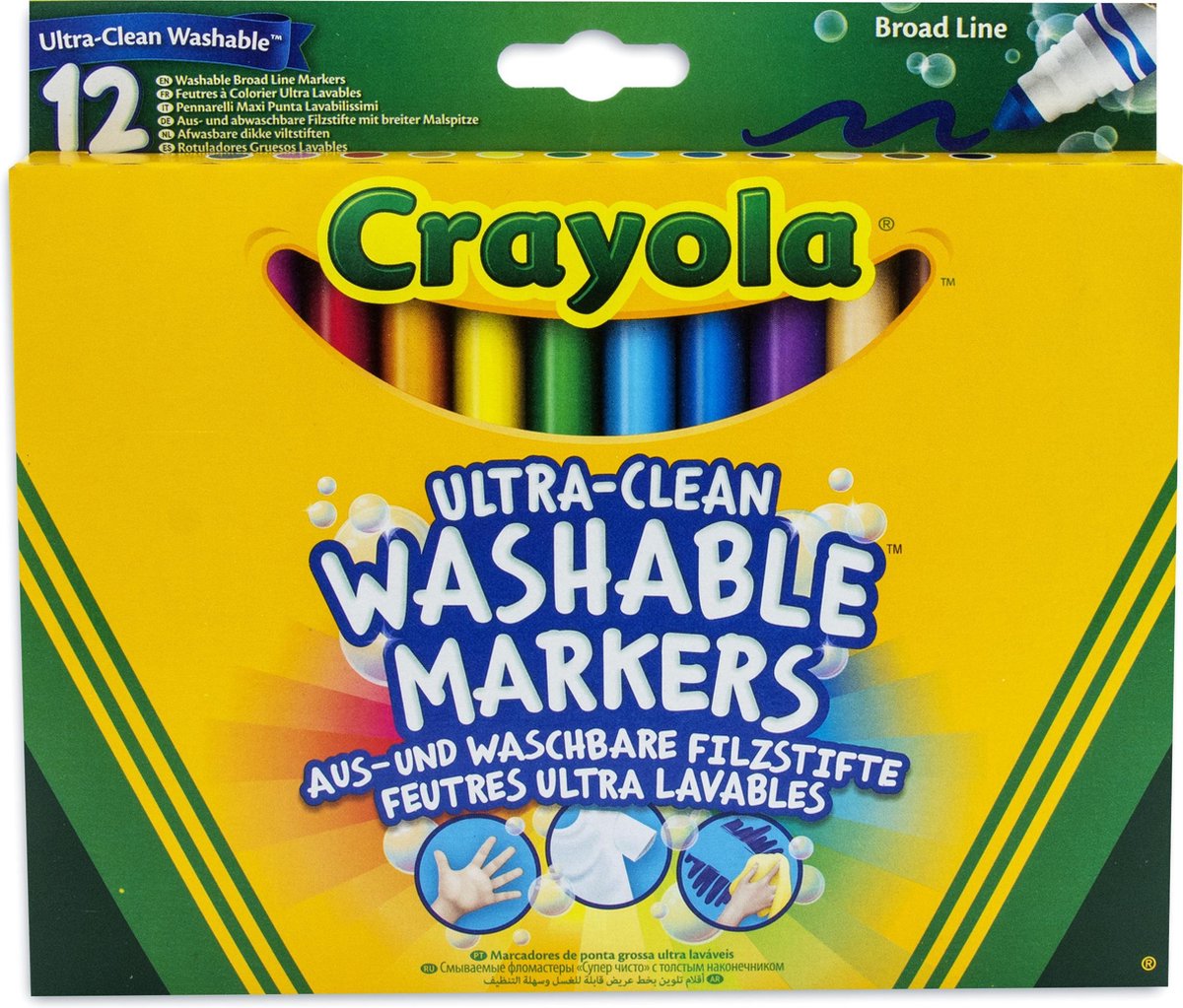 vilt stiften 12st kegel punt afwasbaar - Crayola - feutres 12pc pointes coniques lavable