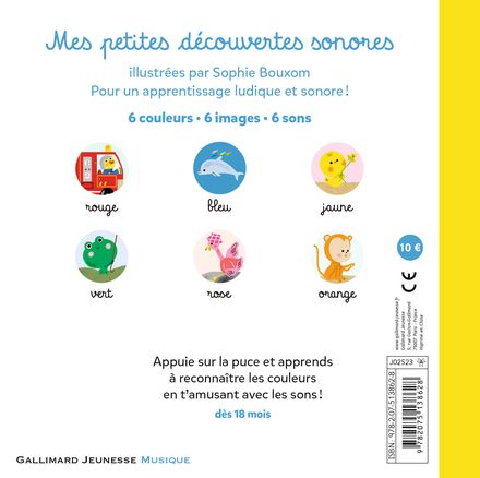 livre mes petites découvertes sonores j'apprends les couleurs FRA
