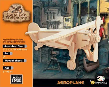 houten 3D puzzel vliegtuig - 3D gepetto's aeroplane