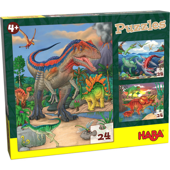 set van 3 puzzels dinosaurus - set de 3 puzzles dinosaures