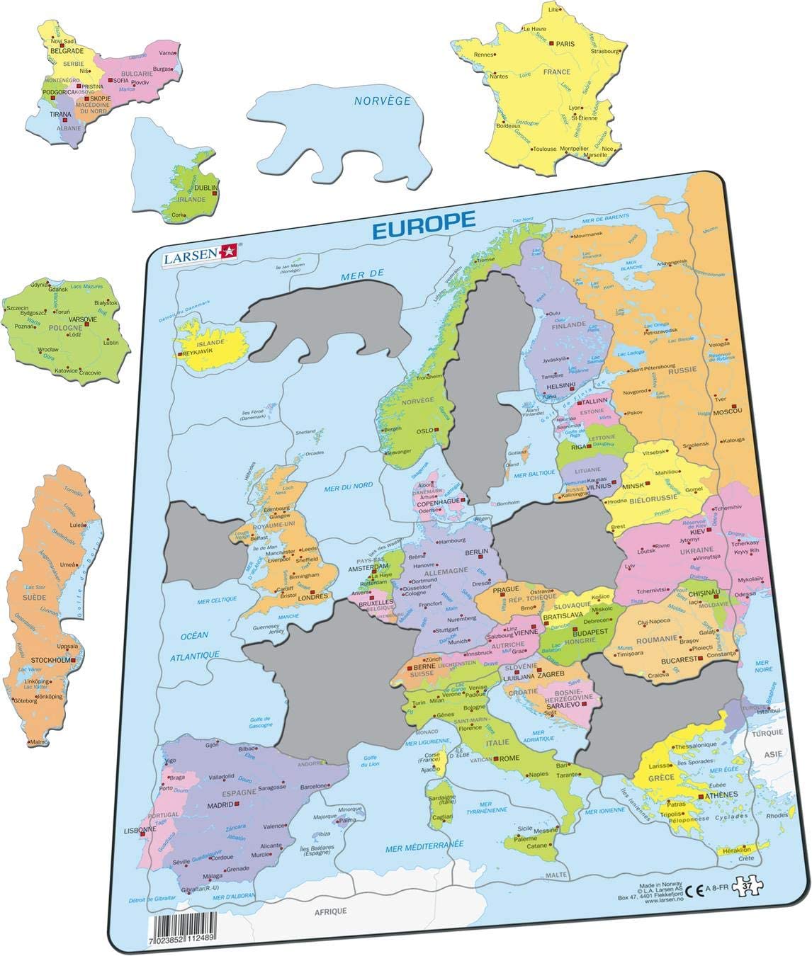 puzzel en carton les pays de l' Europe 37 pc - FRAp