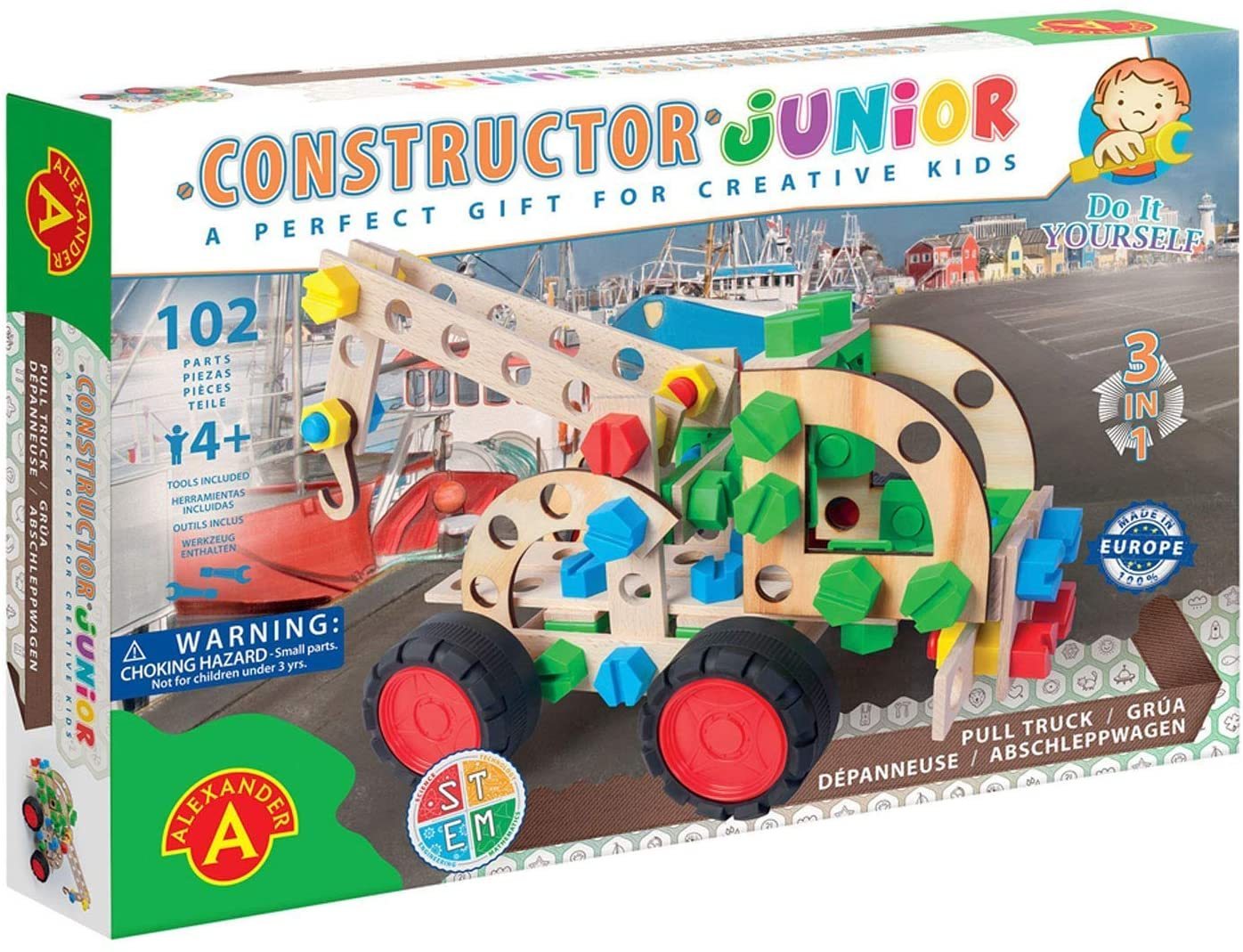 constructor junior montage set 3X1 pull truck102st - set de montage 3X1 pull truck 102pc