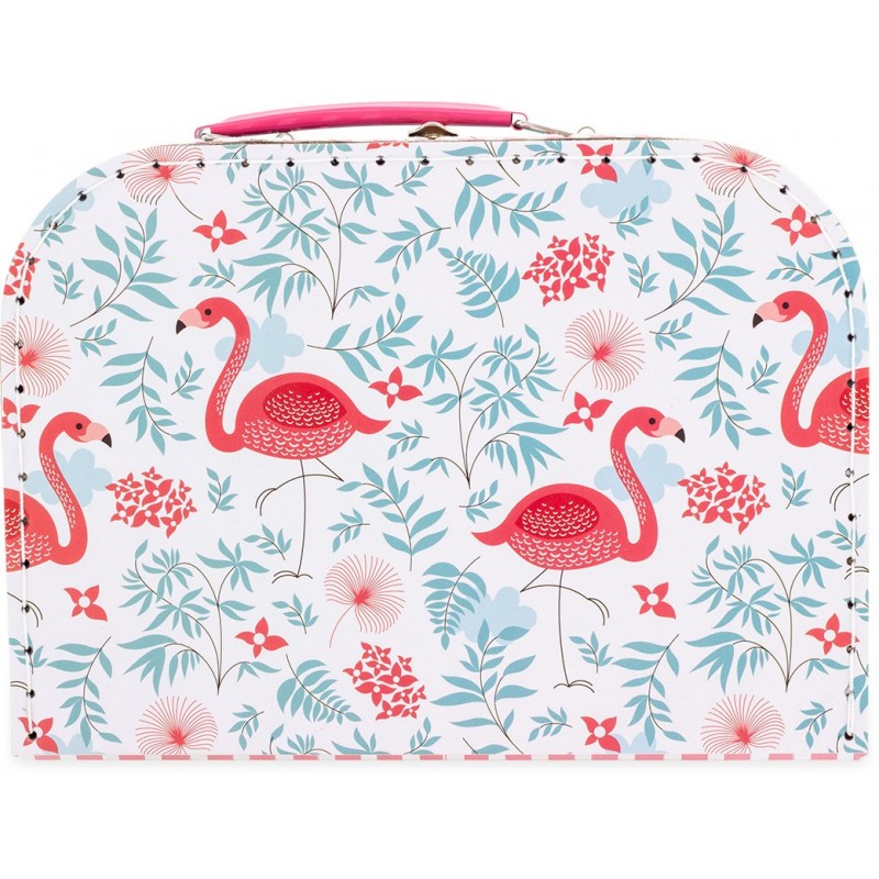 koffer in stevig karton flamingo S-M-L- mallette en carton costeau flamant S-M-L