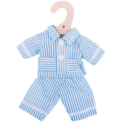kledij pyjama blauw voor de stoffen pop S - vêtements pyjama bleu pour les poupées en tissu S