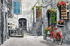 Puzzel Charming alley with red bicycle 500pc