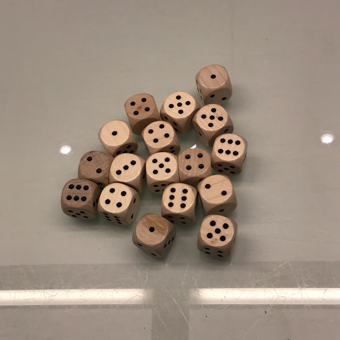 dobbelsteen hout 30mm ogen en kleur