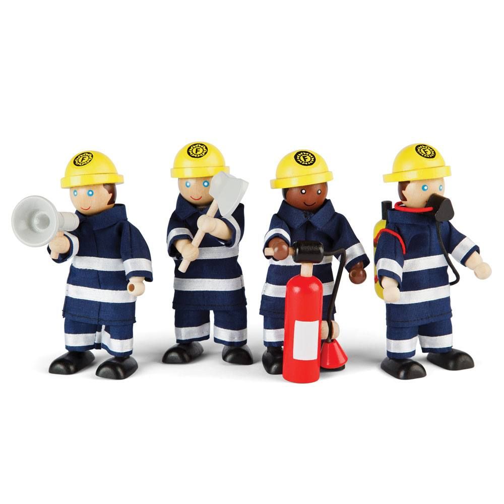 caserne de pompiers avec 4 poupées