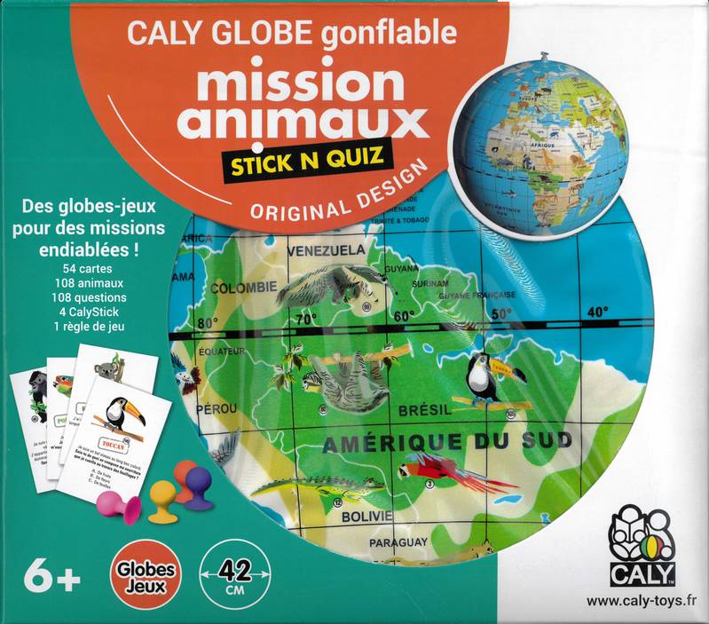 Globe gonflable animaux 42 cm - Globe gonflable mission animaux 42 cm FRA
