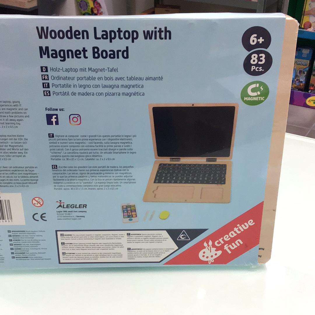 laptop in hout magneetbord - ordinateur portable en bois tableau magnétique
