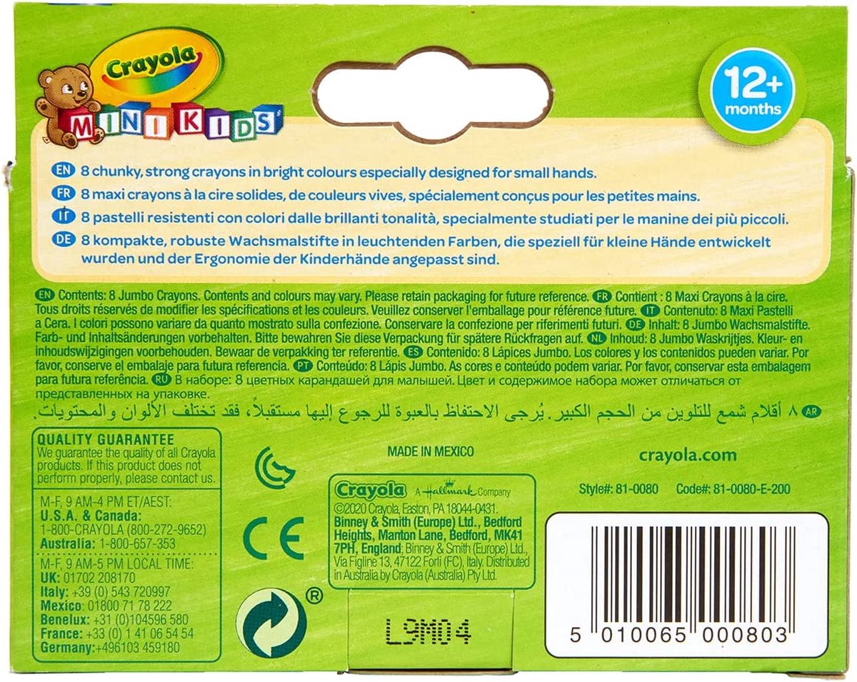 waskrijtjes wasco's jumbo 8pc CRAYOLA