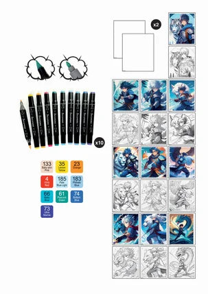 manga - L layout and markers - warrior heroes