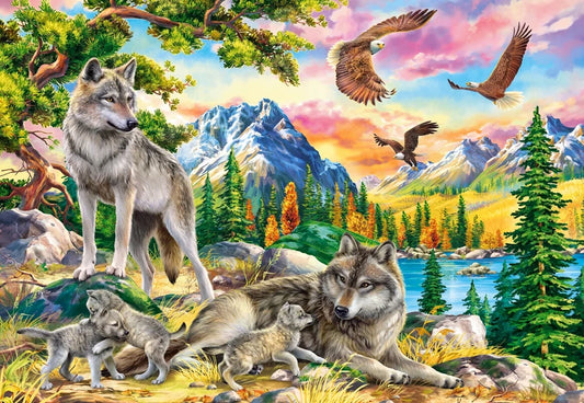 Puzzel wolf family and eagles 1000pc