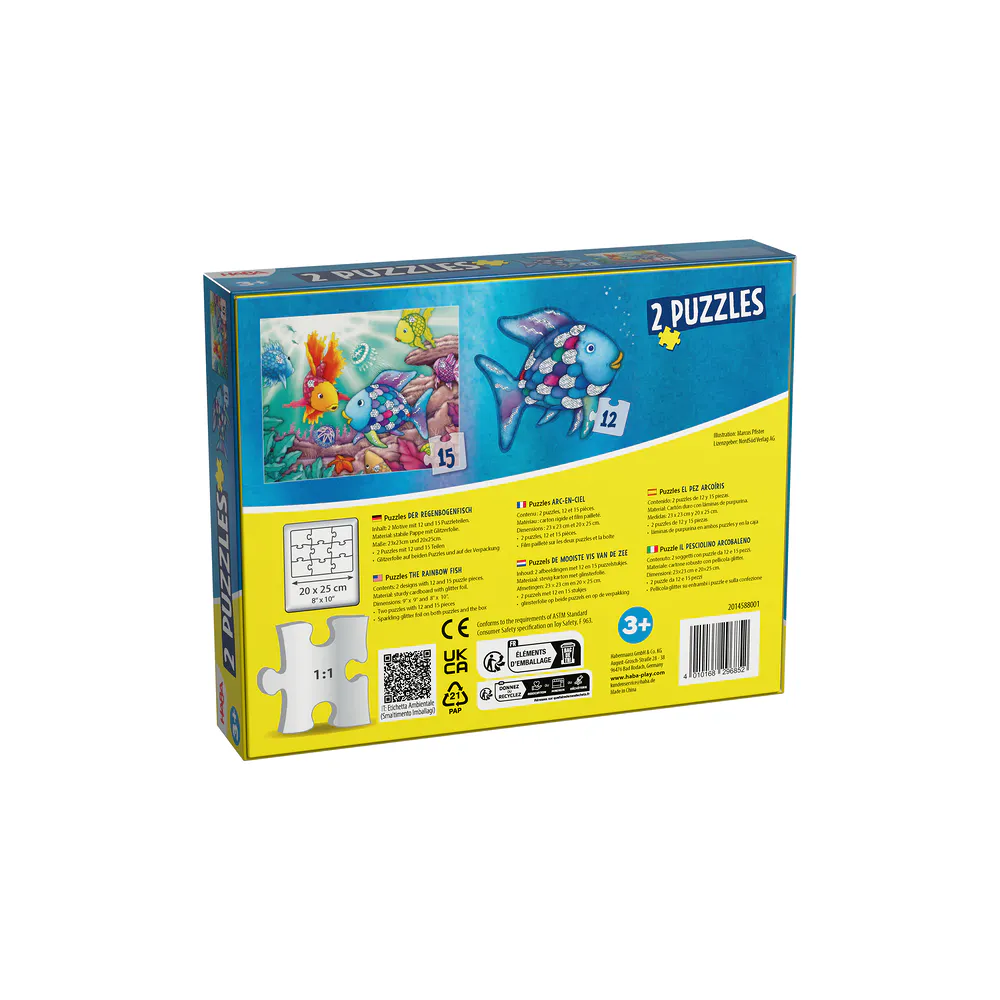 lot de 2 puzzles poisson arc-en-ciel scintillant HABA
