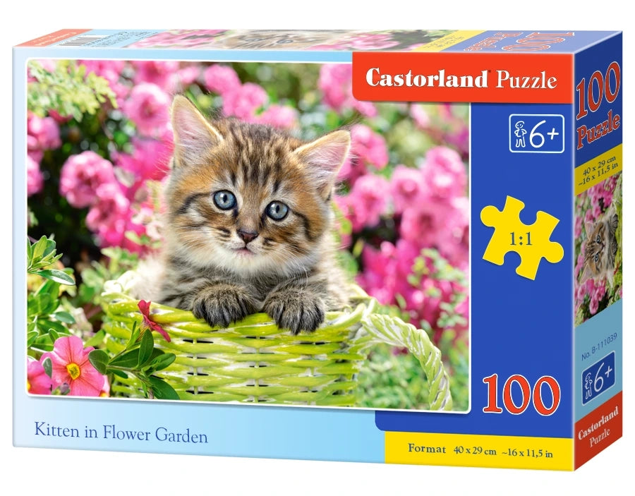 puzzel Kitten in flower garden 100pc