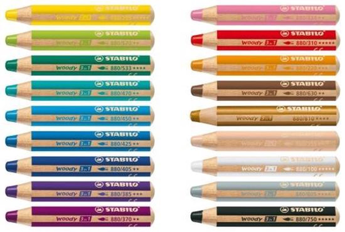 crayons de couleur épais STABILO woody multitalentueux 3 en 1 - par pièce