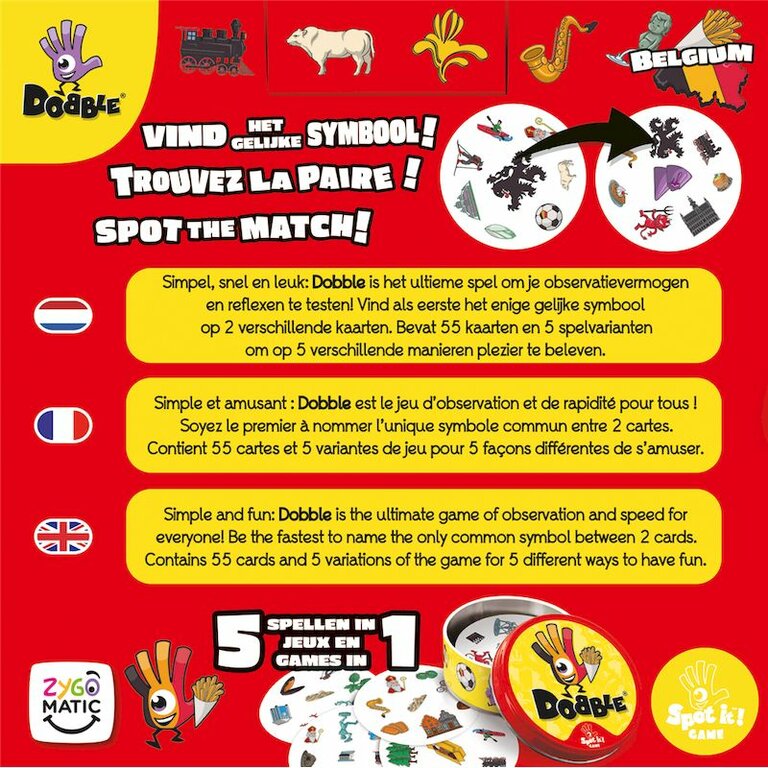 Dobble Belgique eco sleeve FRA NED ENG