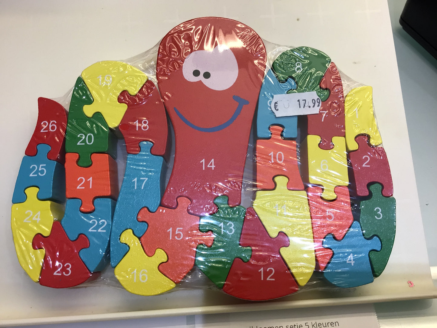 houten puzzel inktvis letters en cijfers