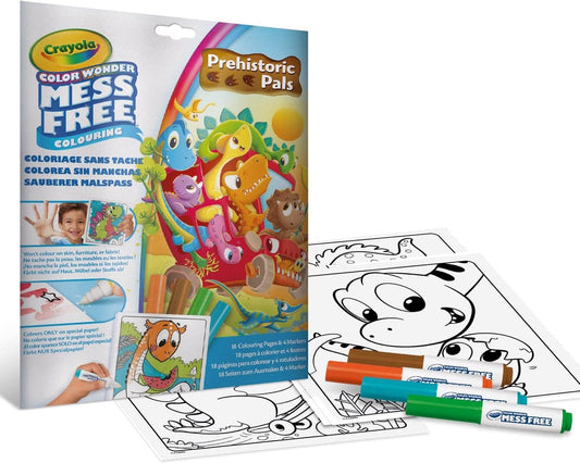 dino's 'prehistoric pals' set kleurboek met stiften colorwonder CRAYOLA