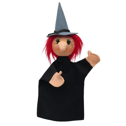 marionnette sorcière noire - sorcière noire 35 cm - marionnette à main sorcière noire