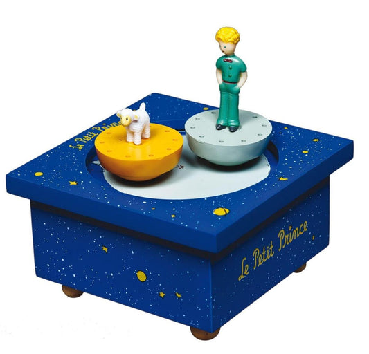 muziekdoos met dansende kleine prins en schaapje donkerblauw