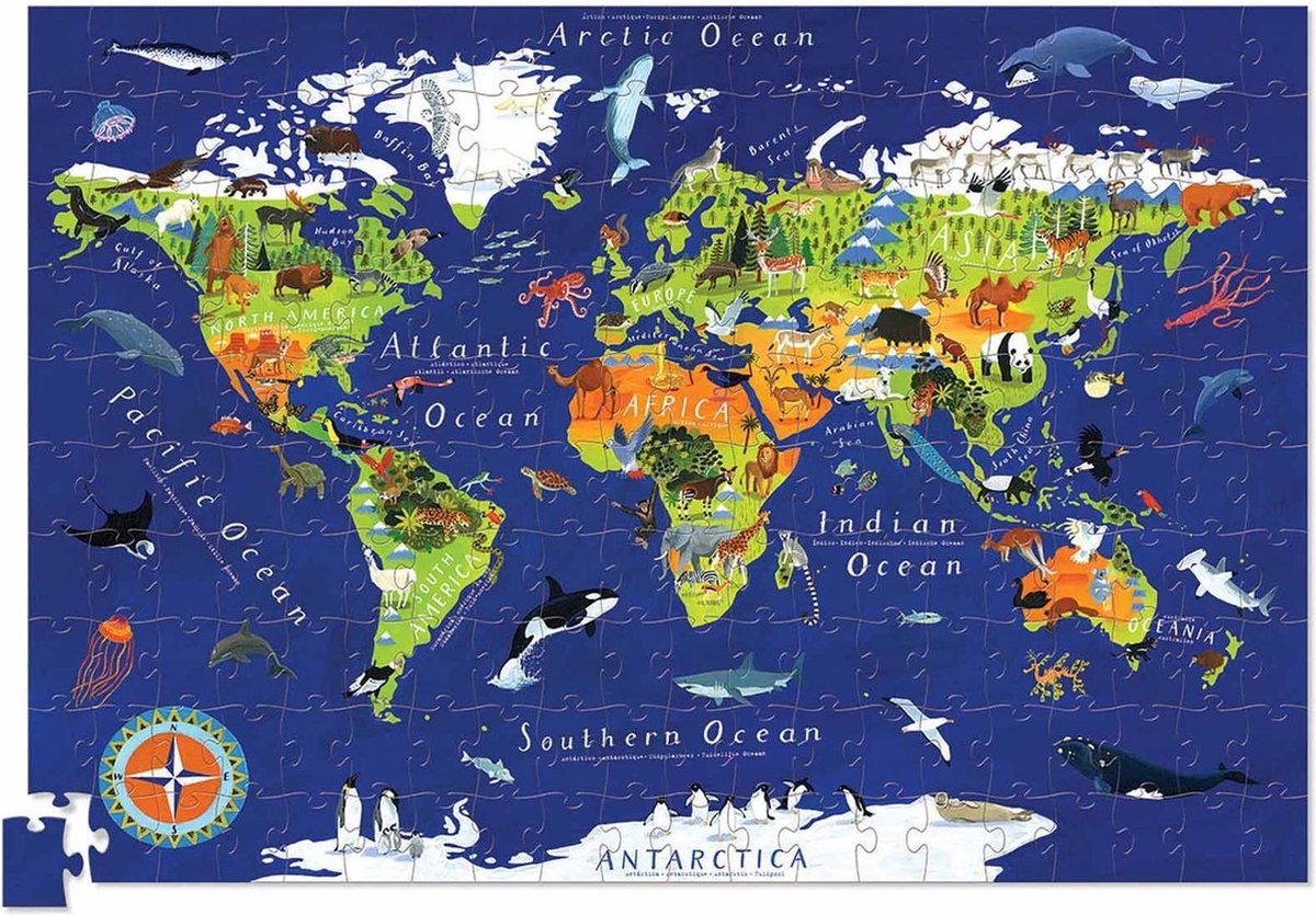 puzzel + poster world  animals 200pc