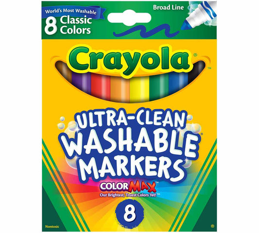8 feutres pointe conique - crayola ultra clean lavable